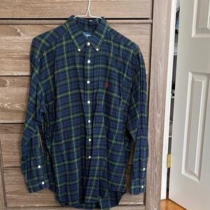 Polo by Ralph Lauren Men's Green and Blue Plaid Shirt
